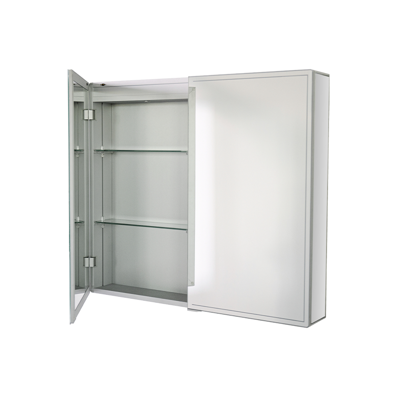 Aluminiumslegering dobbeldørs vanntett speilskap med LED-lys Aluminiumslegering dobbeldørs vanntett speilskap med LED-lys