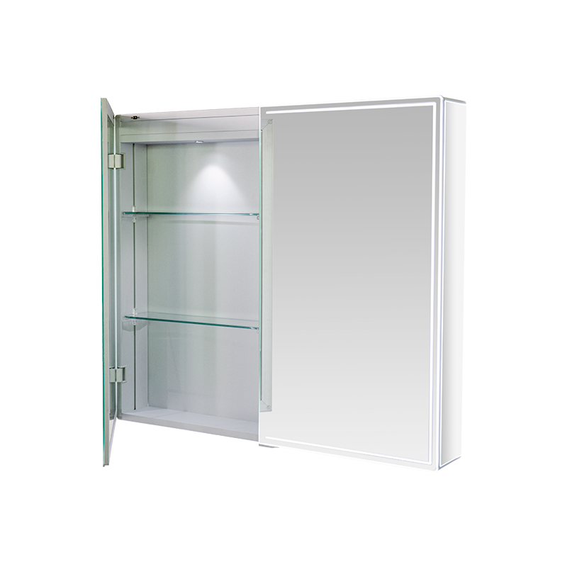 Aluminiumslegering dobbeldørs vanntett speilskap med LED-lys Aluminiumslegering dobbeldørs vanntett speilskap med LED-lys